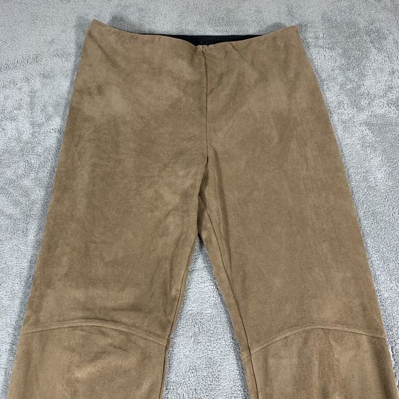 Lysse High Waisted Faux Suede Tan/brown Legging Casual Pants Size Medium - Picture 3 of 11